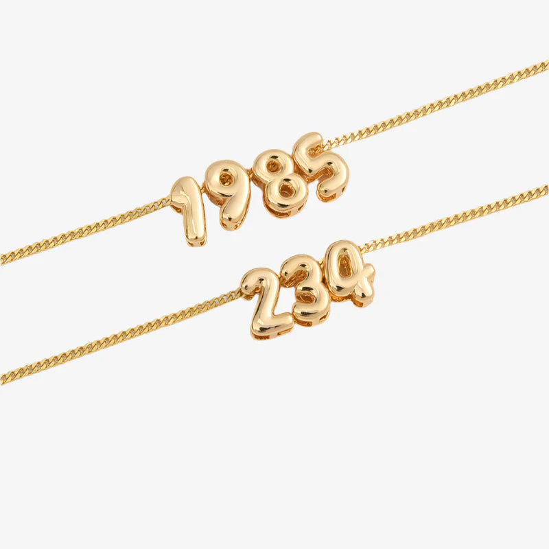 Bubble Letter Number Bracelet