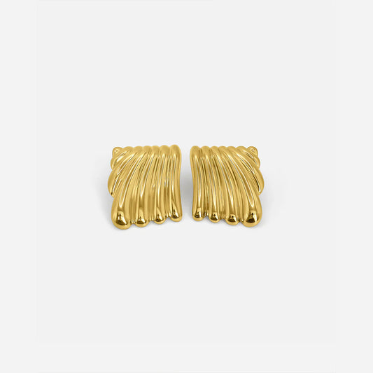 Rippled Stud Gold Stud Earrings
