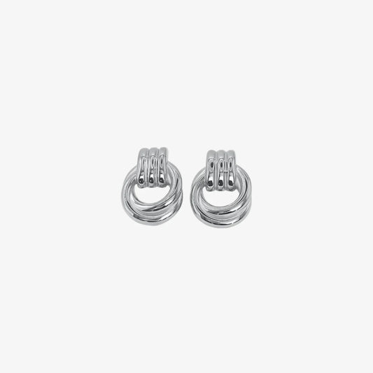 Silver Double Knot Hoop Earrings