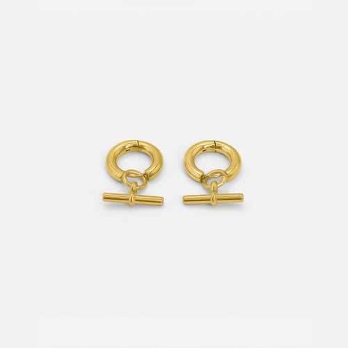 T-Bar Gold Hoop Earrings
