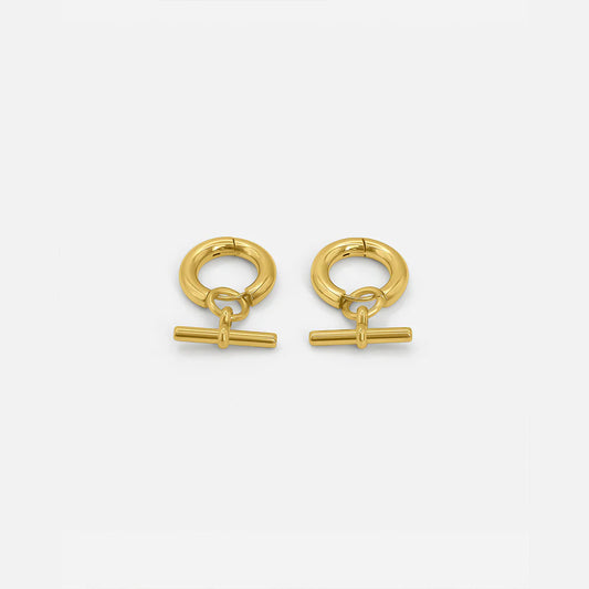 T-Bar Gold Hoop Earrings