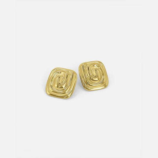 Twisted Spiral Gold Stud Earrings
