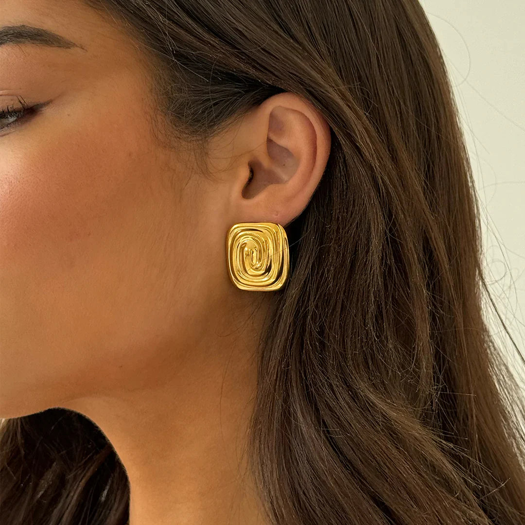 Twisted Spiral Gold Stud Earrings