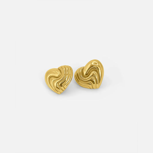 Textured Heart Stud Earrings