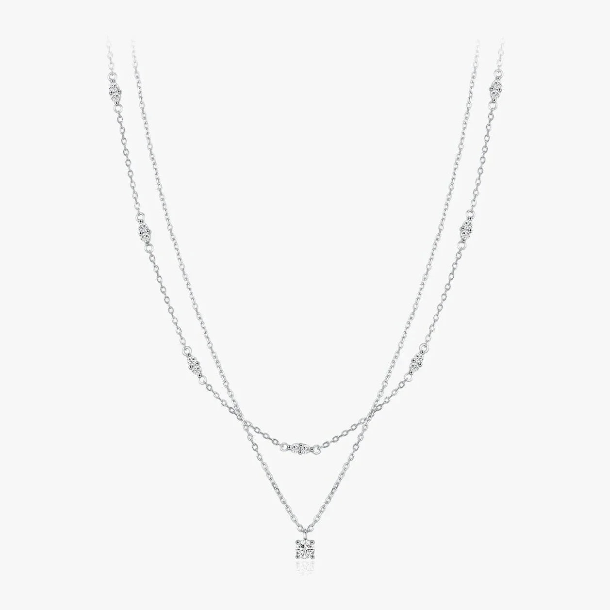 Dual Chain Moissanite Necklace